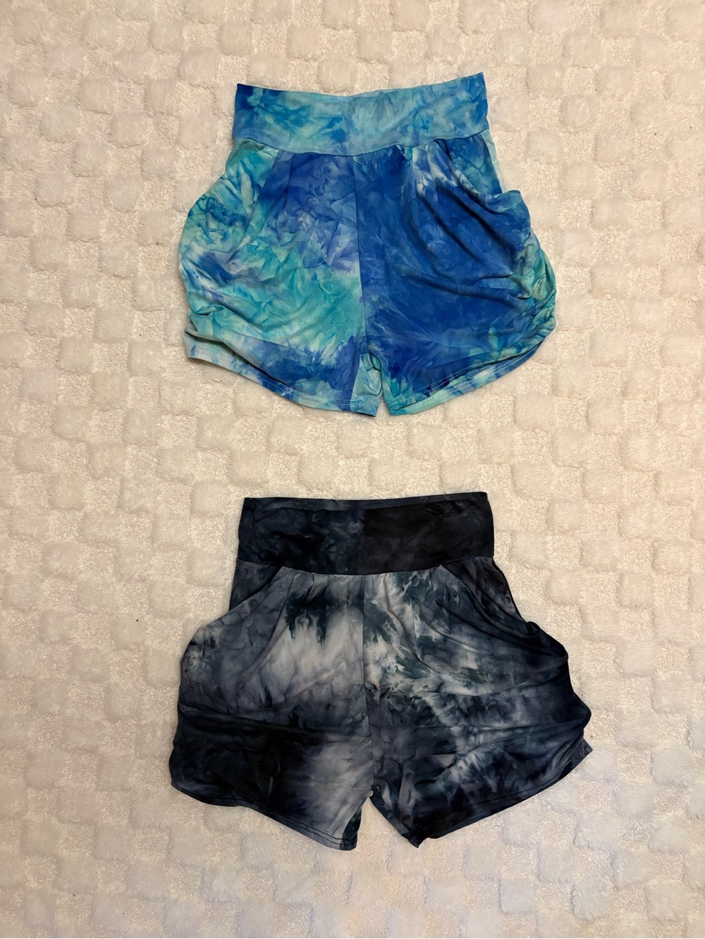 Women's Tie-Dye Athletic Shorts - Blue & Black